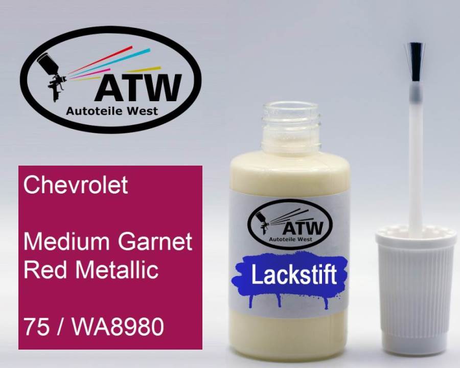 Chevrolet, Medium Garnet Red Metallic, 75 / WA8980: 20ml Lackstift, von ATW Autoteile West.
